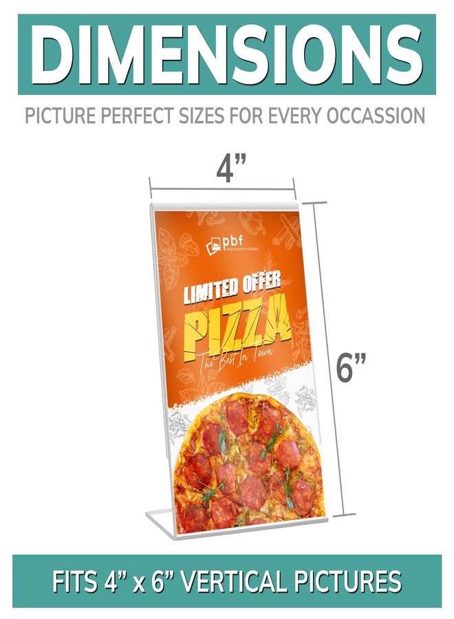 pbf PHOTO BOOTH FRAMES pbf 4x6 Acrylic Sign Holder | 4 x 6 Vertical Stand Up Slanted Sign Holder | Acrylic Stands for Display | Clear Picture Frame, Menu Table Top Stand, Plastic Flyer Holder (6-Pack) - Image 2